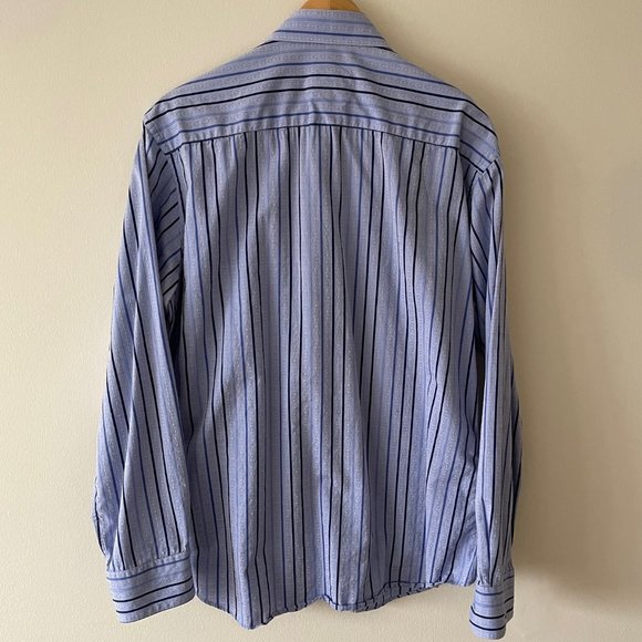 Bugatchi Shirt - Blue Pin Stripe - X-Large - Shaped Fit - Picture 2 of 5